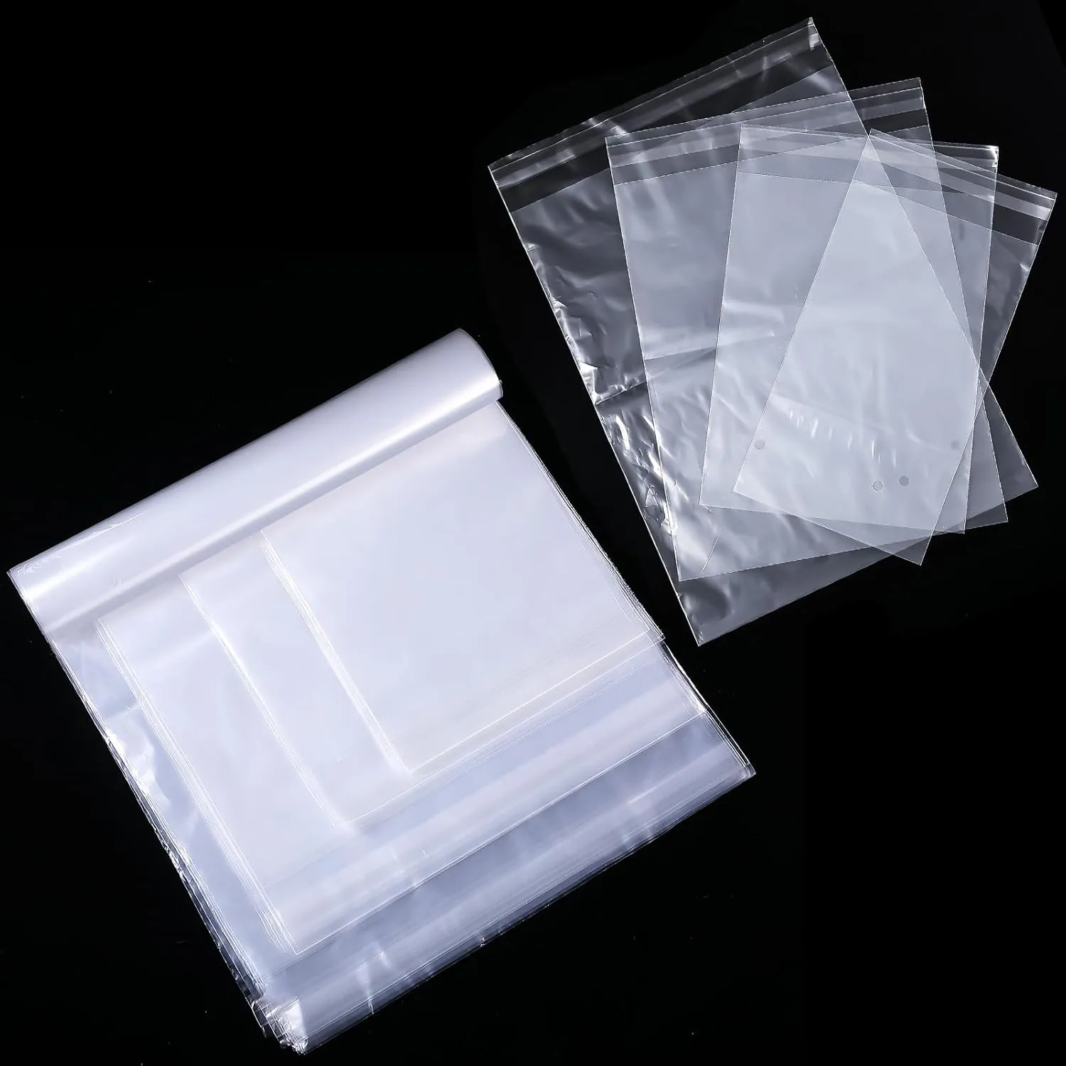 Outus 120 Pcs Poly Mailer Envelope 4 Sizes Shipping Bags Self Adhesive Clasp Envelope Self Adhesive Tear Proof Mailing Covers (6 x 10 In, 8 x 12 In, 10 x 14 In, 11x 16 in,Clear)