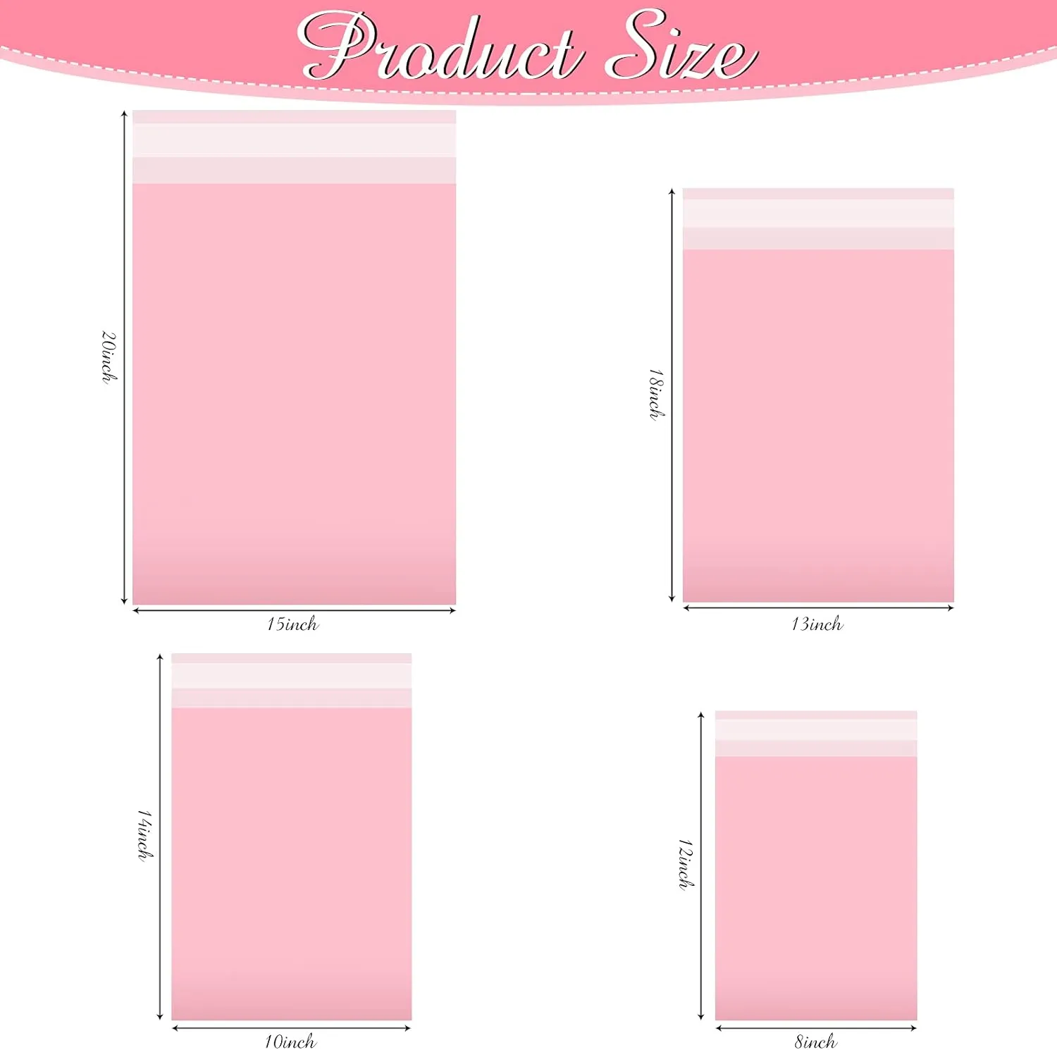 Outus 120 Pcs Poly Mailer Envelope 4 Sizes Shipping Bags Self Adhesive Clasp Envelope Self Adhesive Tear Proof Mailing Covers(8 x 12 In, 10 x 14 In, 13 x 18 In, 15 x 20 in,Pink)