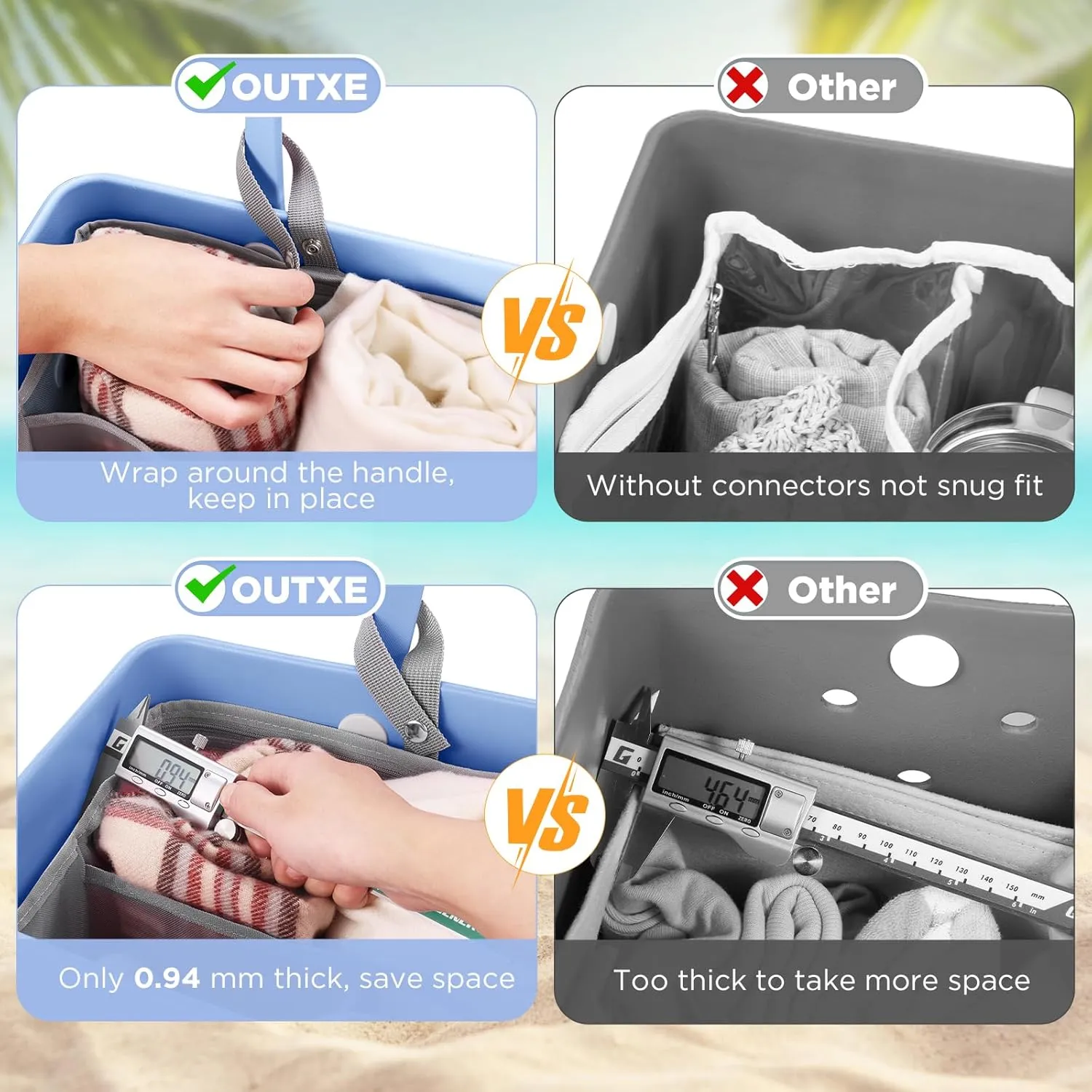 OUTXE Beach Bag Organizer Compatible with X Large Bogg Bag Accessories Inserts, Lightweight Mesh Insert Divider Pouch for Original XL Bogg Bags, Beach Tote Bags Insert for Organizing