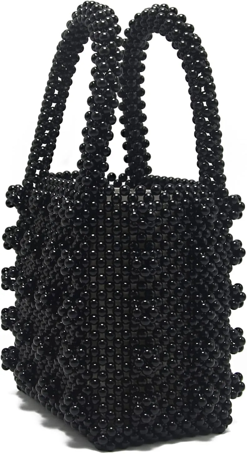 Pearl Bag Crystal Pearl Purse Handmade Weave For Women Handbag Acrylic Beaded Bags