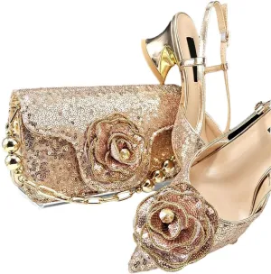 Pearls Applique Wedding Platform Pumps Ladies Shoes Leather Banquet Clutch Bag