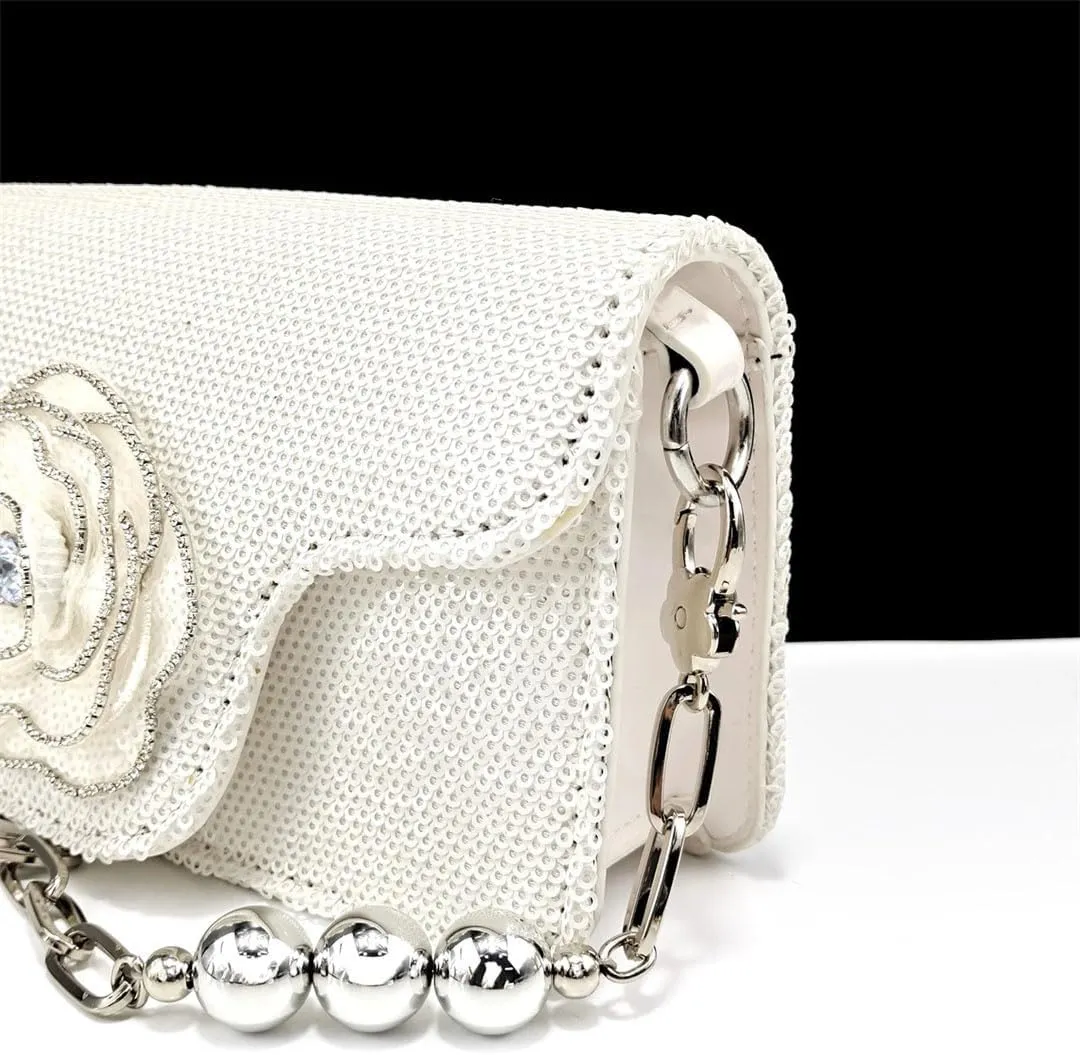 Pearls Applique Wedding Platform Pumps Ladies Shoes Leather Banquet Clutch Bag