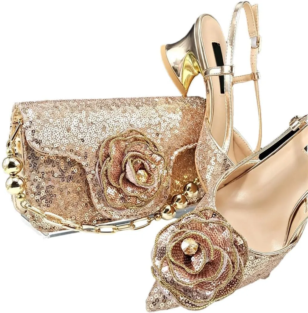 Pearls Applique Wedding Platform Pumps Ladies Shoes Leather Banquet Clutch Bag