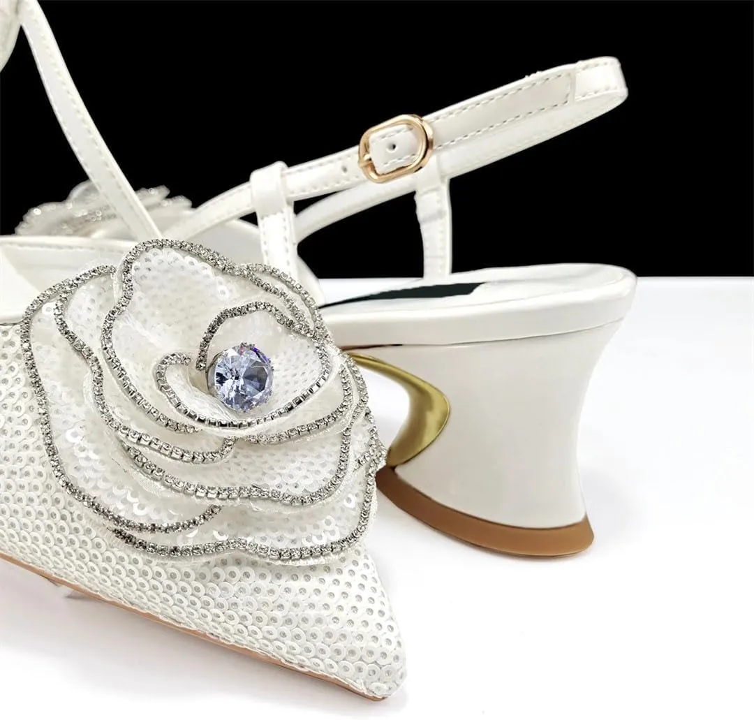 Pearls Applique Wedding Platform Pumps Ladies Shoes Leather Banquet Clutch Bag