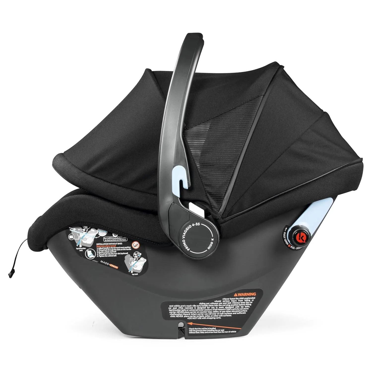 Peg Perego Primo Viaggio Nido - Rear Facing Infant Car Seat - Includes Base with Load Leg & Anti-Rebound Bar - for Babies 4 to 30 lbs - Made in Italy - True Black