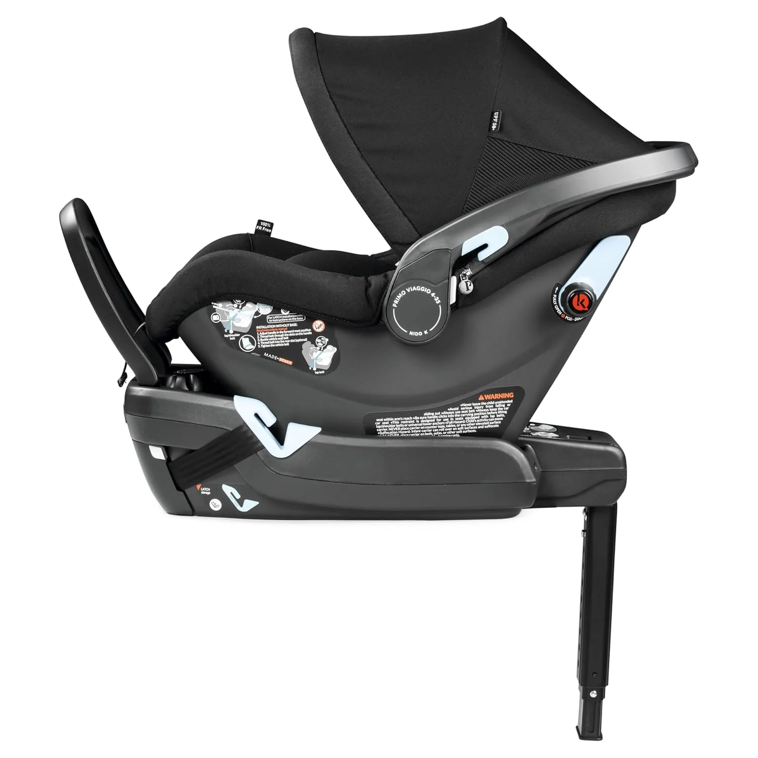 Peg Perego Primo Viaggio Nido - Rear Facing Infant Car Seat - Includes Base with Load Leg & Anti-Rebound Bar - for Babies 4 to 30 lbs - Made in Italy - True Black