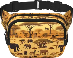 Phayah African Grassland Animals Pattern Fanny Waist Packs For Men Women, Waist Bag Hip Pack For Travel Hiking Running Outdoor Sports