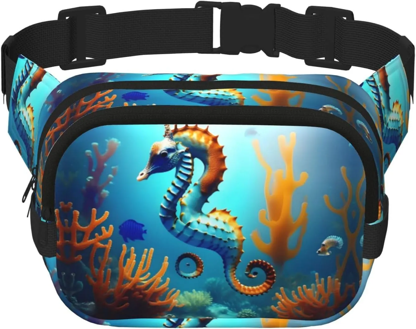 Phayah Seabed Coral Seahorse Pattern Fanny Waist Packs For Men Women, Waist Bag Hip Pack For Travel Hiking Running Outdoor Sports