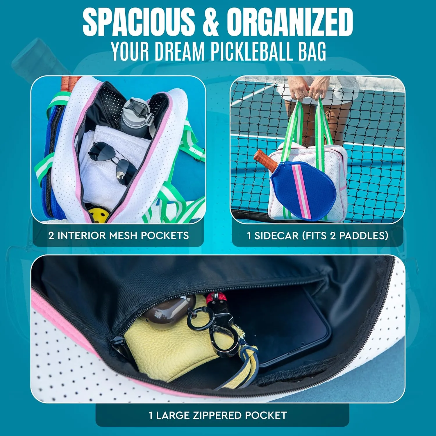 Pickleball Bags for Women, Crossbody Women's Pickleball Bag, Neoprene Pickleball Paddle Bag, Pickleball Bag Tote for Women