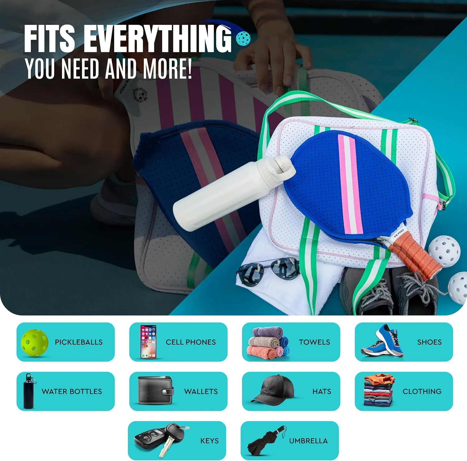 Pickleball Bags for Women, Crossbody Women's Pickleball Bag, Neoprene Pickleball Paddle Bag, Pickleball Bag Tote for Women