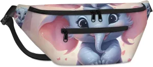 Pink Elephant Sling Bag Crossbody Backpack Chest Daypack for Women Sport Travel Hiking Casual Bag Multipurpose Waist Pack With Zipper Closure Adjustable Strap Shoulder Bag