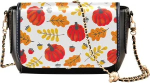 Pink Flowers PU Leather Shoulder Bag Black Women Crossbody Bag Purses Clutch Handbags with Chain Strap
