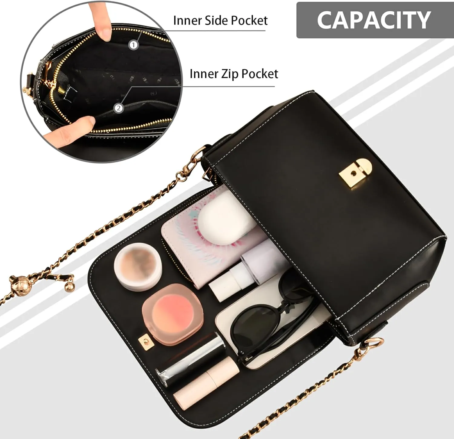 Pink Horse Heart Crossbody Bags for Women Pattern Leather Shoulder Bags Wallet Handbag with Chain Strap