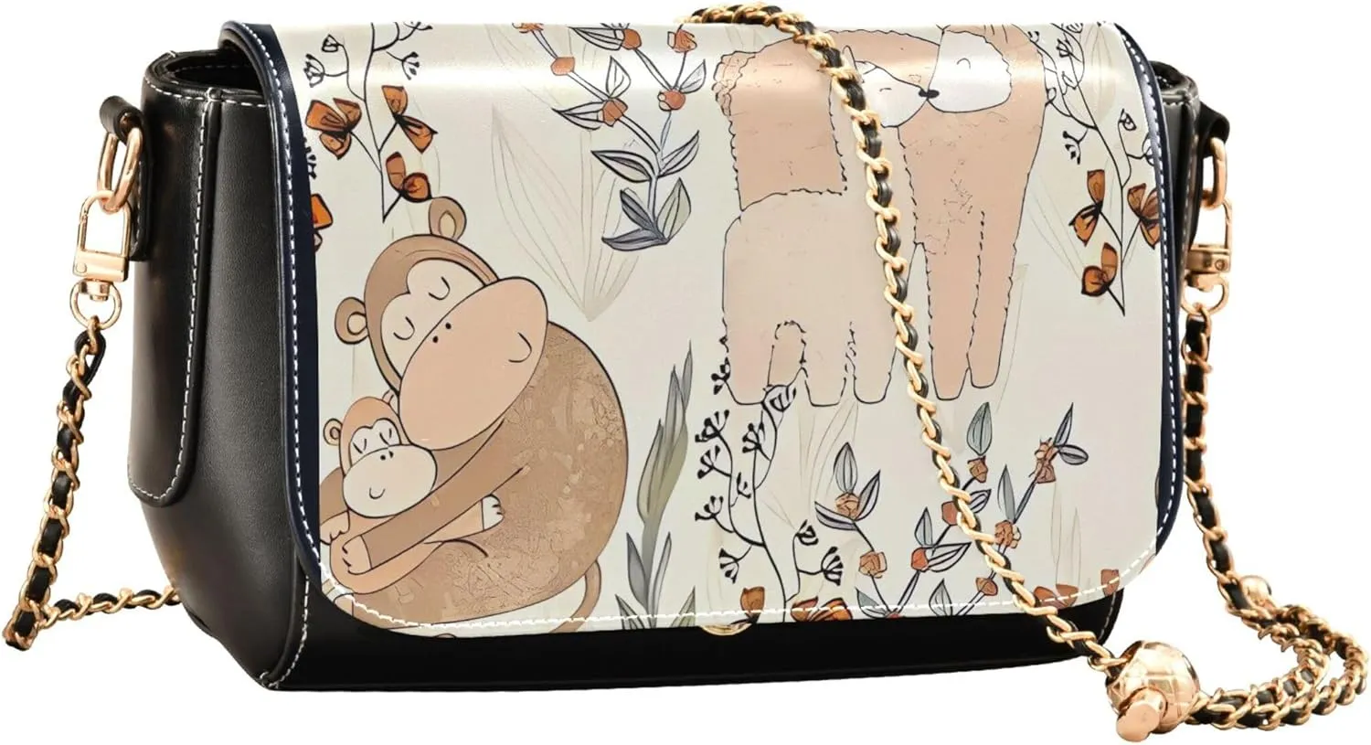 Pink Horse Heart Crossbody Bags for Women Pattern Leather Shoulder Bags Wallet Handbag with Chain Strap