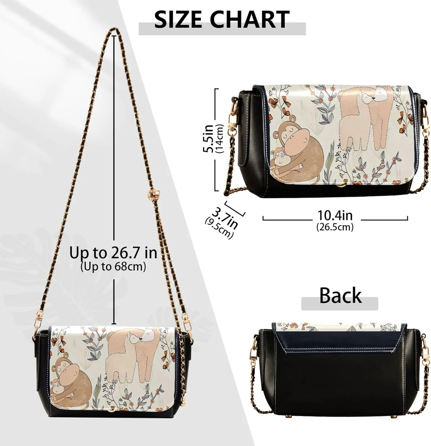 Pink Horse Heart Crossbody Bags for Women Pattern Leather Shoulder Bags Wallet Handbag with Chain Strap