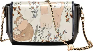 Pink Horse Heart Crossbody Bags for Women Pattern Leather Shoulder Bags Wallet Handbag with Chain Strap