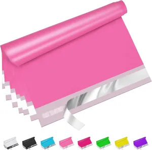 Pink Poly Mailers 10x13 Inch 100 Pcs, Strong Adhesive Shipping Bags for Clothing, Self-Sealing and Waterproof Mailing Envelopes, Privacy Protected Mailer Bags for Small Business