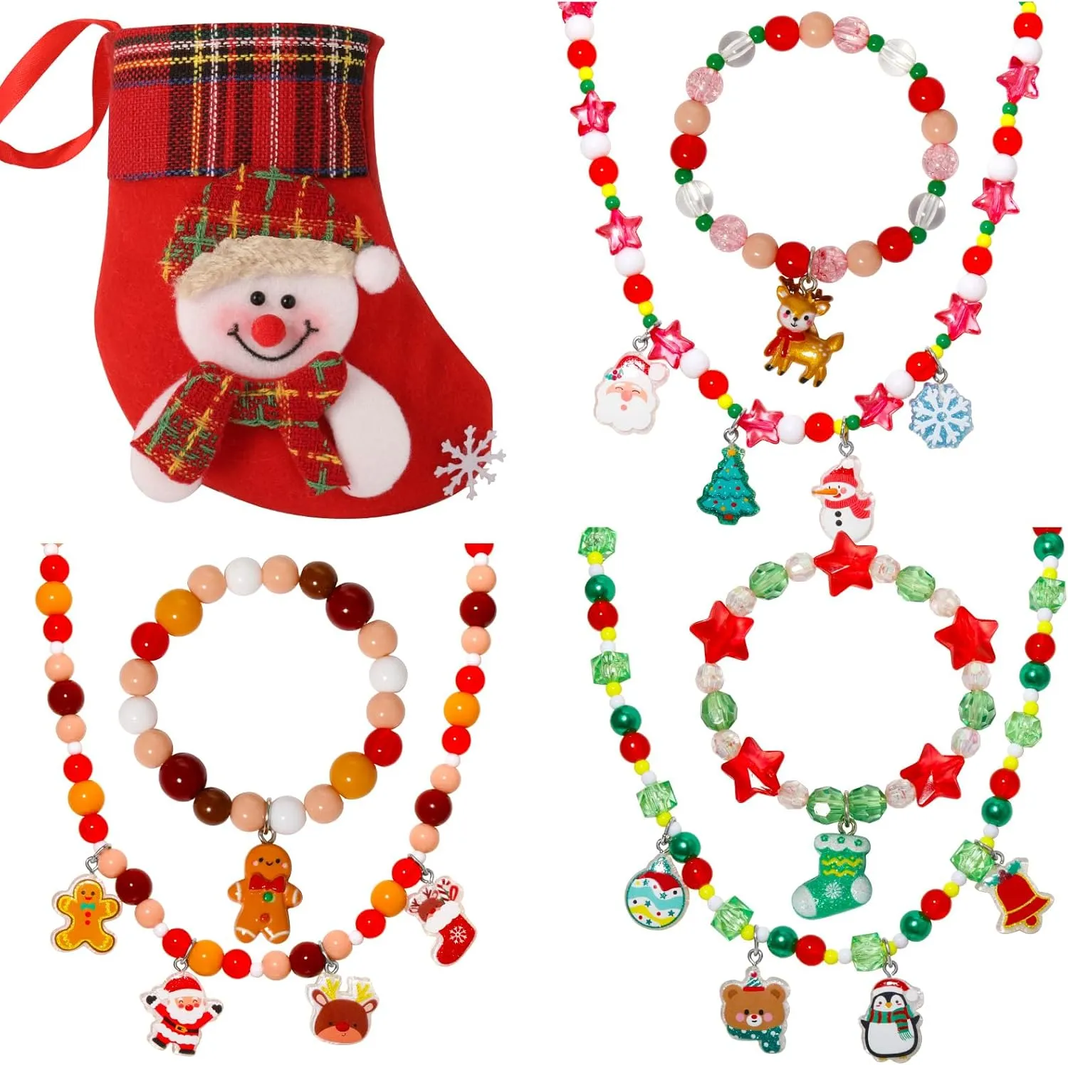 PinkSheep Toddler Kids Necklace, Choker & Bracelet 3 Pack - 9pcs Little Girls Jewelry Gift Set, Flower Girl Accessories
