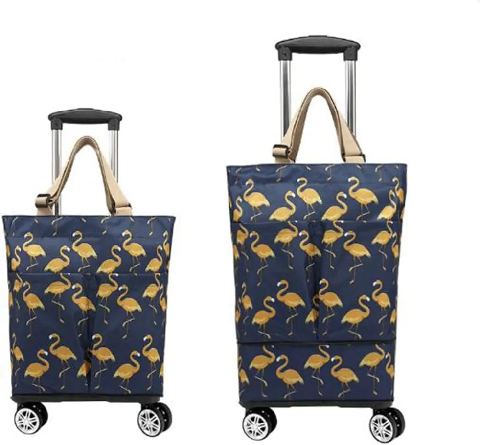 Plus Size Portable and extendable Grocery Shopping Bag with 4-Wheels（BIRD1）
