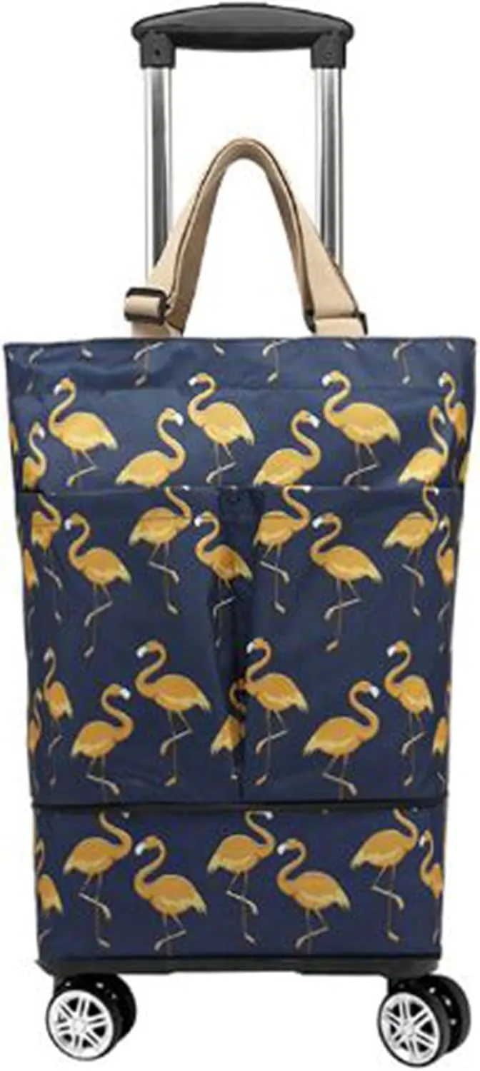 Plus Size Portable and extendable Grocery Shopping Bag with 4-Wheels（BIRD1）