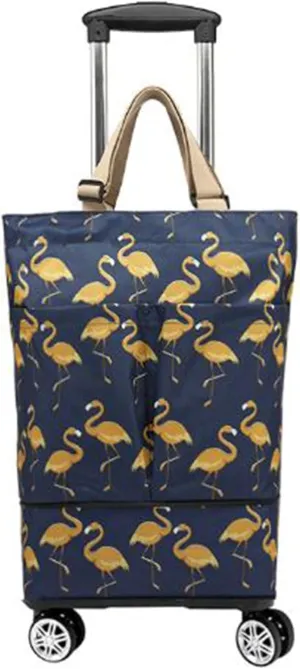 Plus Size Portable and extendable Grocery Shopping Bag with 4-Wheels（BIRD1）
