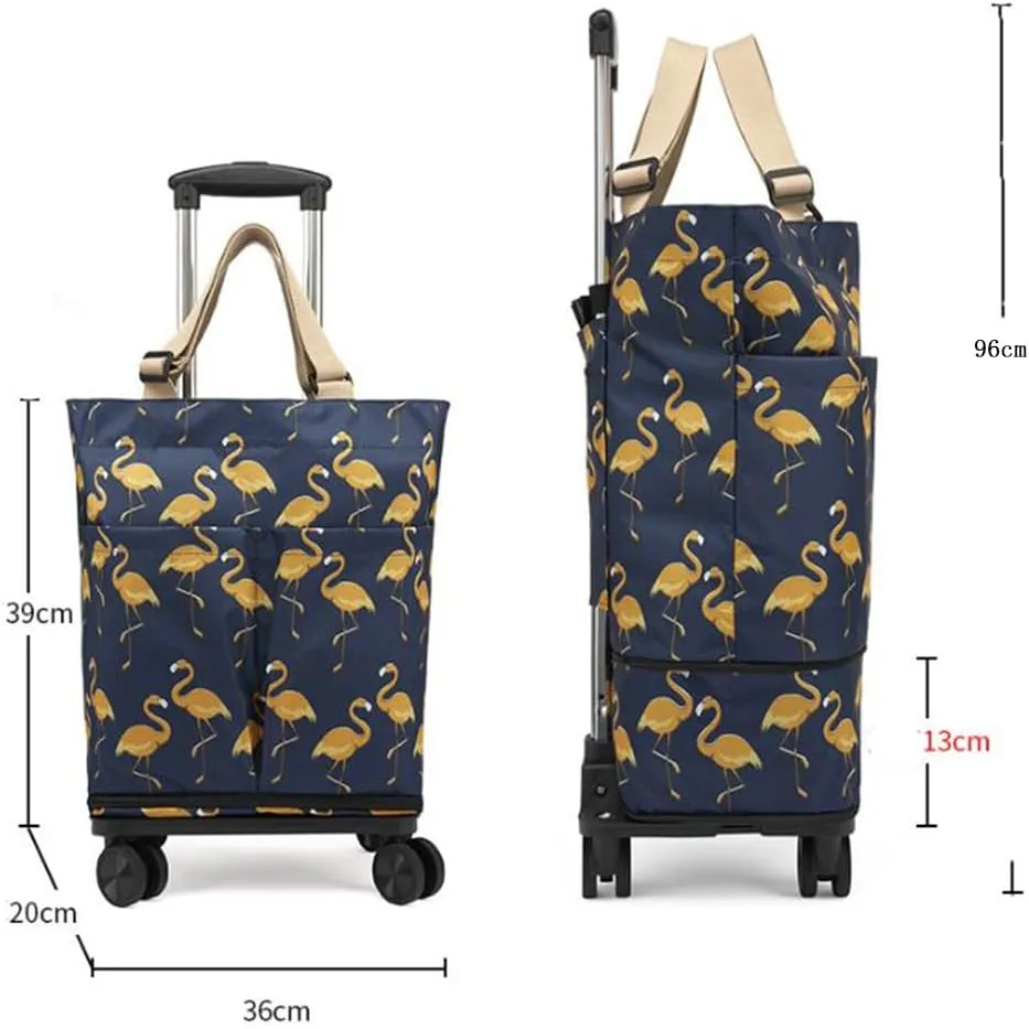 Plus Size Portable and extendable Grocery Shopping Bag with 4-Wheels（BIRD2）