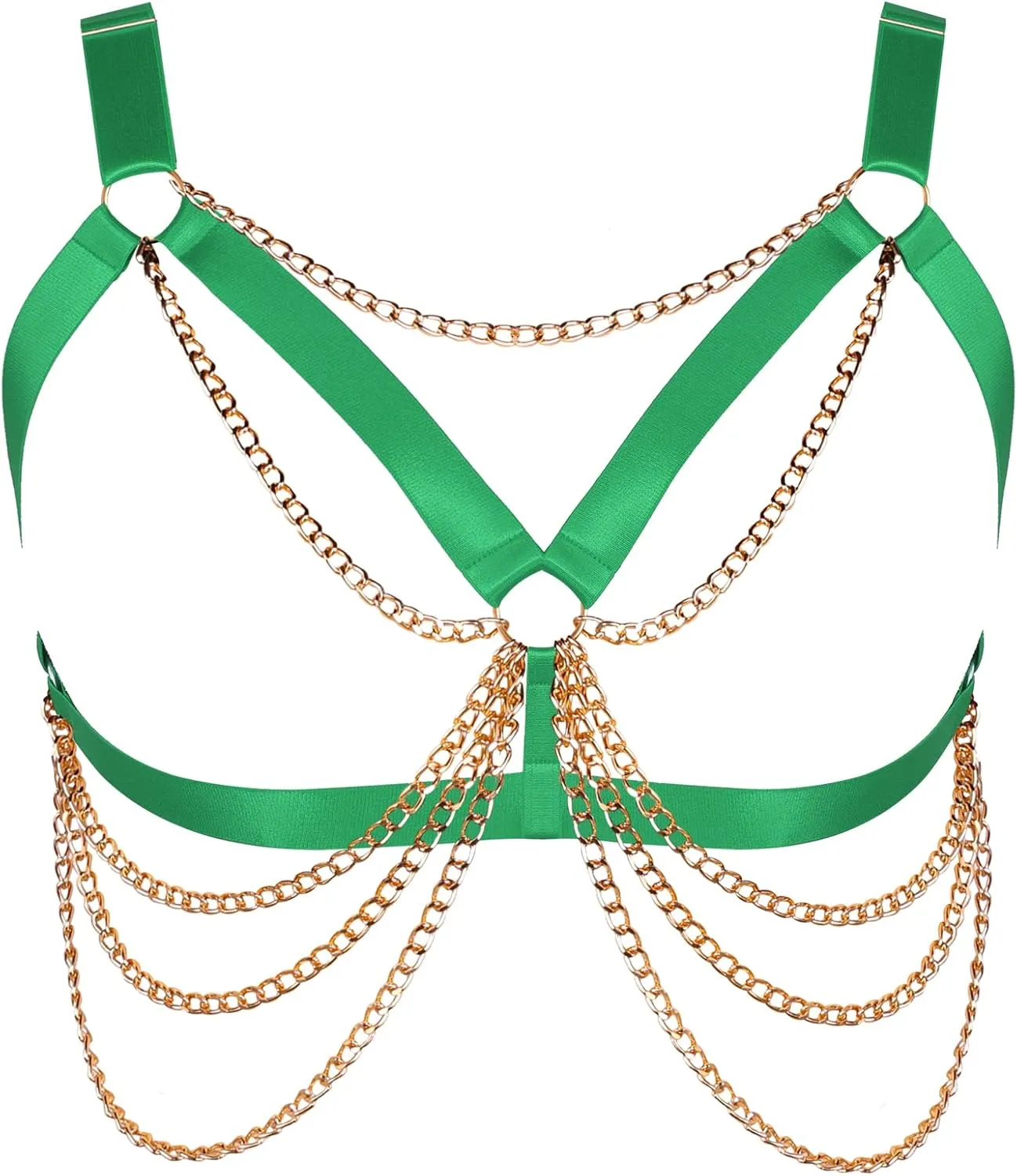Plus Size Punk Gothic Body Metal chain Breast Cage Harness Bra for Women's Lingerie Hollow Out Frame Belts