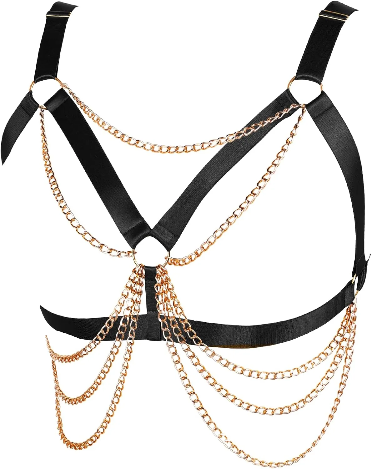 Plus Size Punk Gothic Body Metal chain Breast Cage Harness Bra for Women's Lingerie Hollow Out Frame Belts