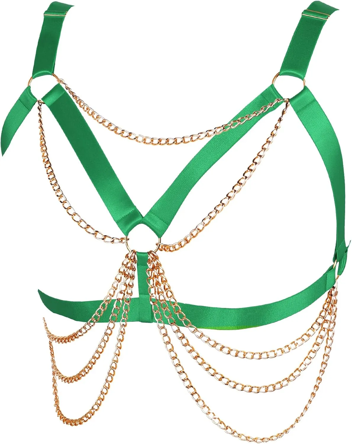 Plus Size Punk Gothic Body Metal chain Breast Cage Harness Bra for Women's Lingerie Hollow Out Frame Belts
