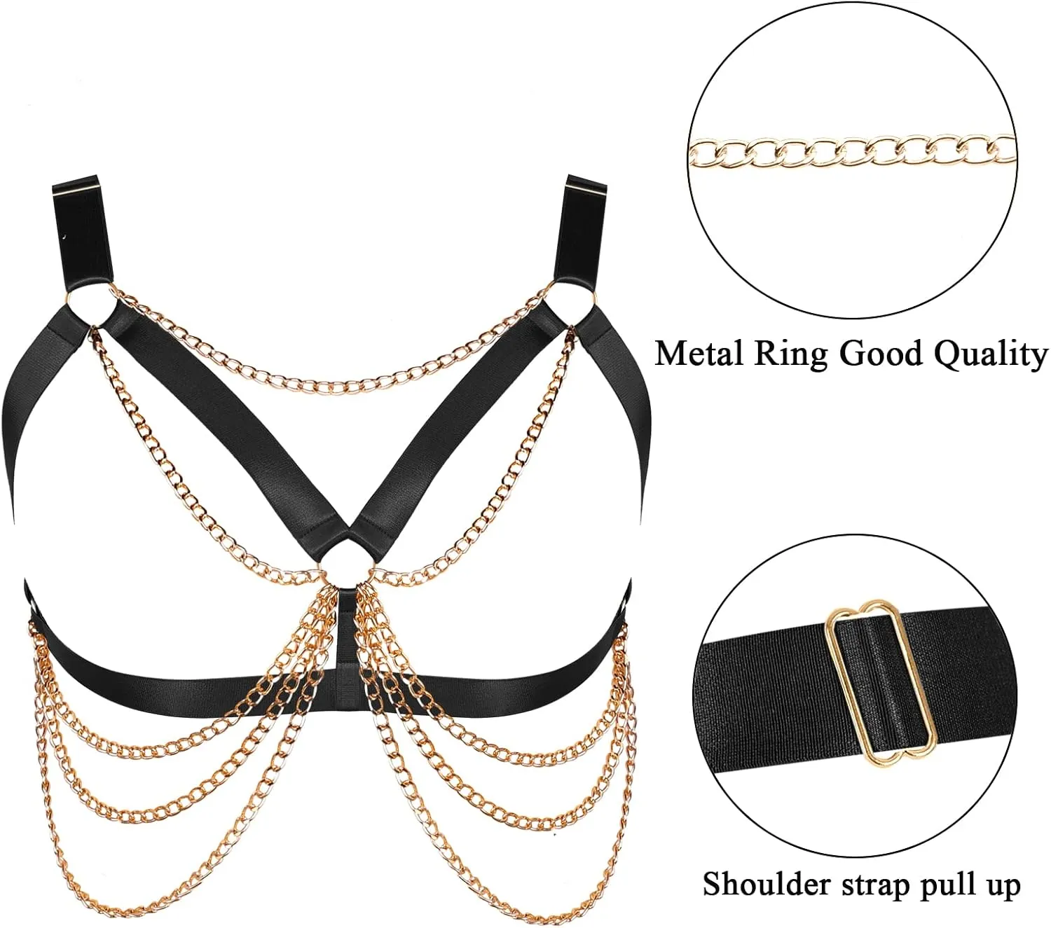 Plus Size Punk Gothic Body Metal chain Breast Cage Harness Bra for Women's Lingerie Hollow Out Frame Belts