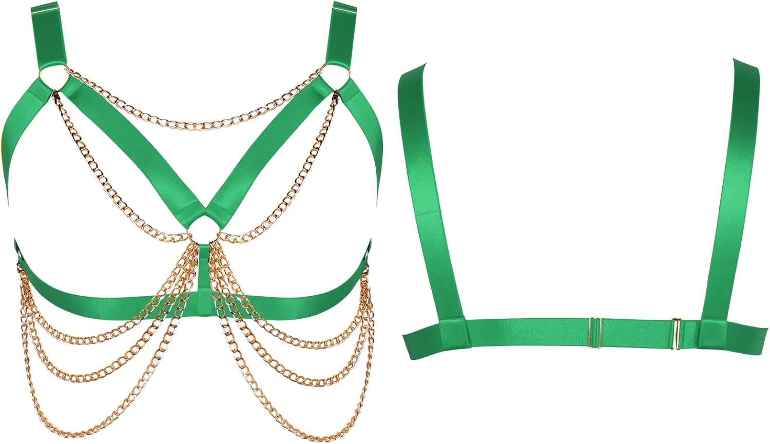 Plus Size Punk Gothic Body Metal chain Breast Cage Harness Bra for Women's Lingerie Hollow Out Frame Belts