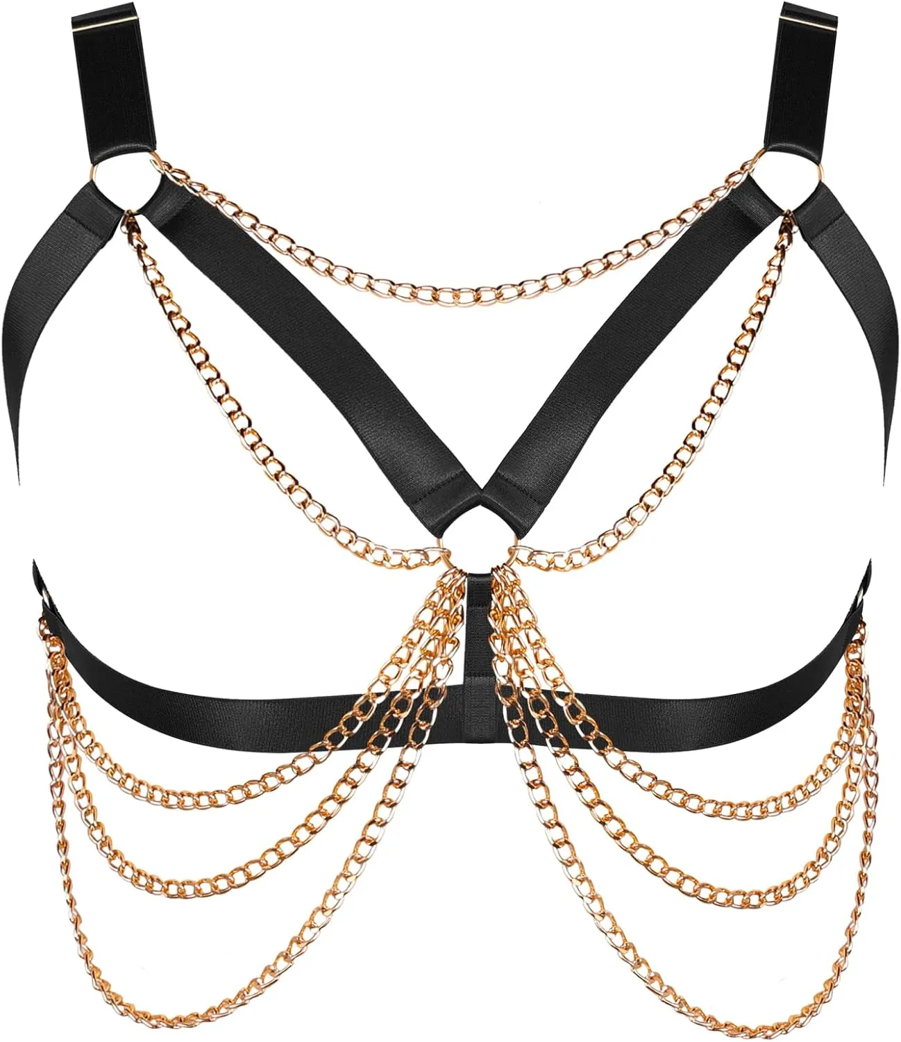 Plus Size Punk Gothic Body Metal chain Breast Cage Harness Bra for Women's Lingerie Hollow Out Frame Belts