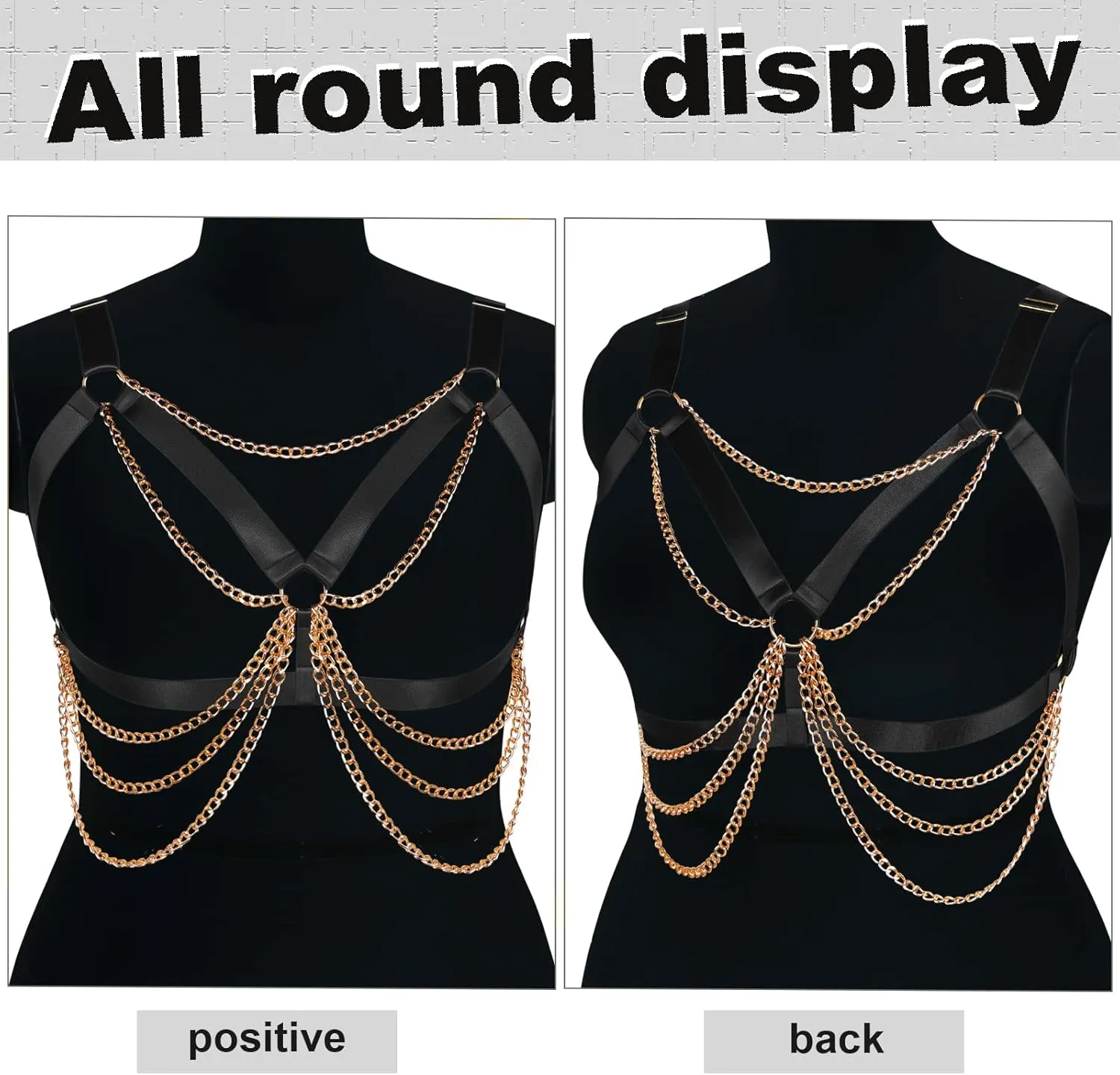 Plus Size Punk Gothic Body Metal chain Breast Cage Harness Bra for Women's Lingerie Hollow Out Frame Belts