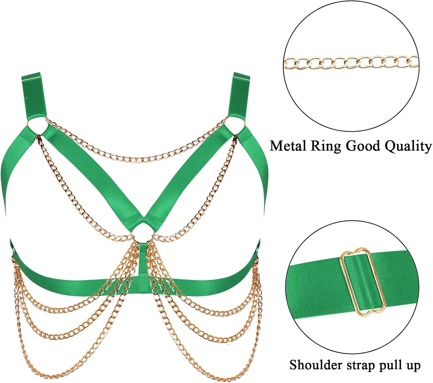 Plus Size Punk Gothic Body Metal chain Breast Cage Harness Bra for Women's Lingerie Hollow Out Frame Belts