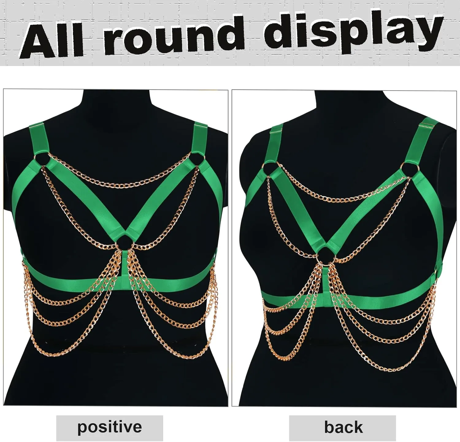 Plus Size Punk Gothic Body Metal chain Breast Cage Harness Bra for Women's Lingerie Hollow Out Frame Belts