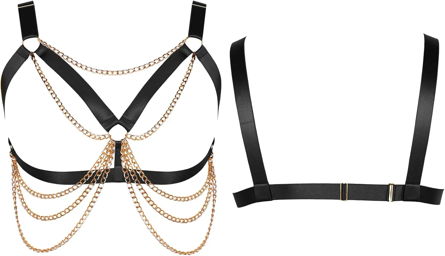 Plus Size Punk Gothic Body Metal chain Breast Cage Harness Bra for Women's Lingerie Hollow Out Frame Belts