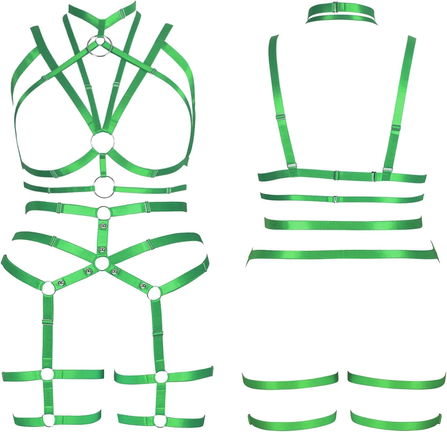 Plus Size Woman Lingerie Garter Belt Set Cage Body Breast Harness Strappy Club Party Rave EDC Punk Goth Clothing