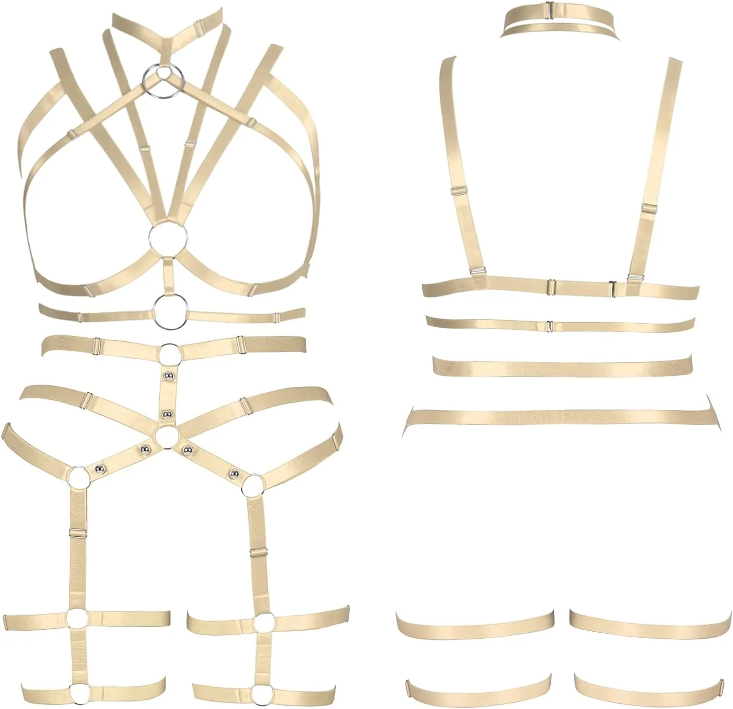 Plus Size Woman Lingerie Garter Belt Set Cage Body Breast Harness Strappy Club Party Rave EDC Punk Goth Clothing
