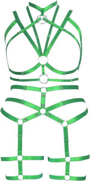 Plus Size Woman Lingerie Garter Belt Set Cage Body Breast Harness Strappy Club Party Rave EDC Punk Goth Clothing
