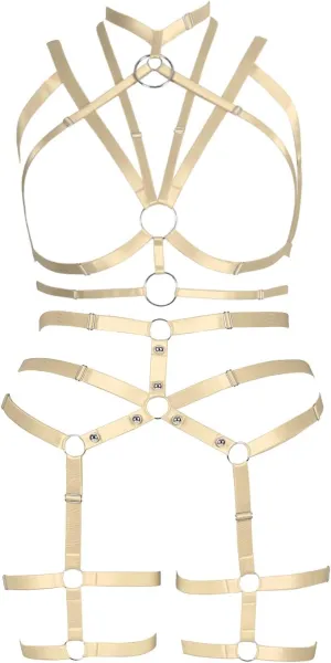 Plus Size Woman Lingerie Garter Belt Set Cage Body Breast Harness Strappy Club Party Rave EDC Punk Goth Clothing