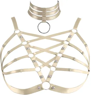 Plus Size Women's Waist Harness Belt Body Full Cage Strappy Bra Lingerie Gothic Tops Hollow Out Halloween Rave Clothing