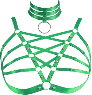 Plus Size Women's Waist Harness Belt Body Full Cage Strappy Bra Lingerie Gothic Tops Hollow Out Halloween Rave Clothing