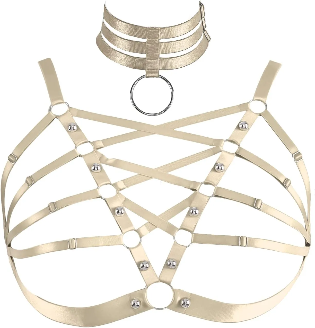 Plus Size Women's Waist Harness Belt Body Full Cage Strappy Bra Lingerie Gothic Tops Hollow Out Halloween Rave Clothing