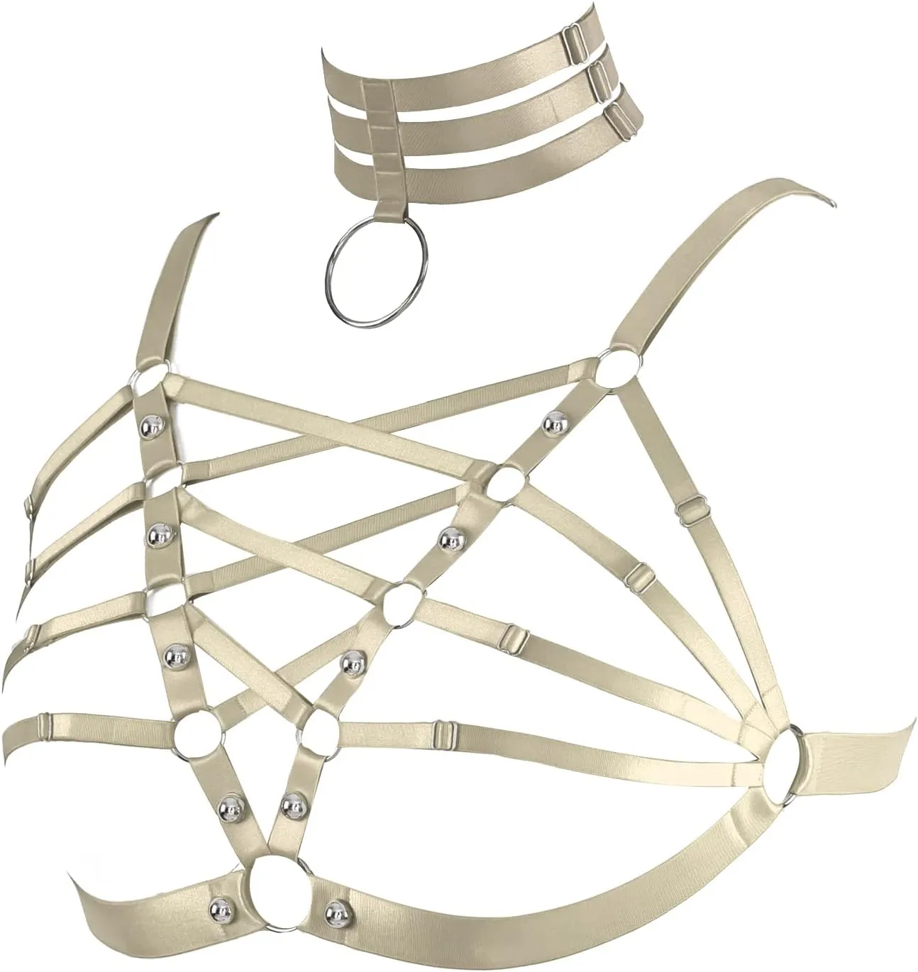 Plus Size Women's Waist Harness Belt Body Full Cage Strappy Bra Lingerie Gothic Tops Hollow Out Halloween Rave Clothing