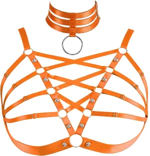 Plus Size Women's Waist Harness Belt Body Full Cage Strappy Bra Lingerie Gothic Tops Hollow Out Halloween Rave Clothing