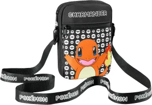 Pokemon Shoulder Bag Cross Body Bag for Kids - Adjustable Strap Kids Pikachu Small Travel Bag - Gamer Gifts (Black Charmander)