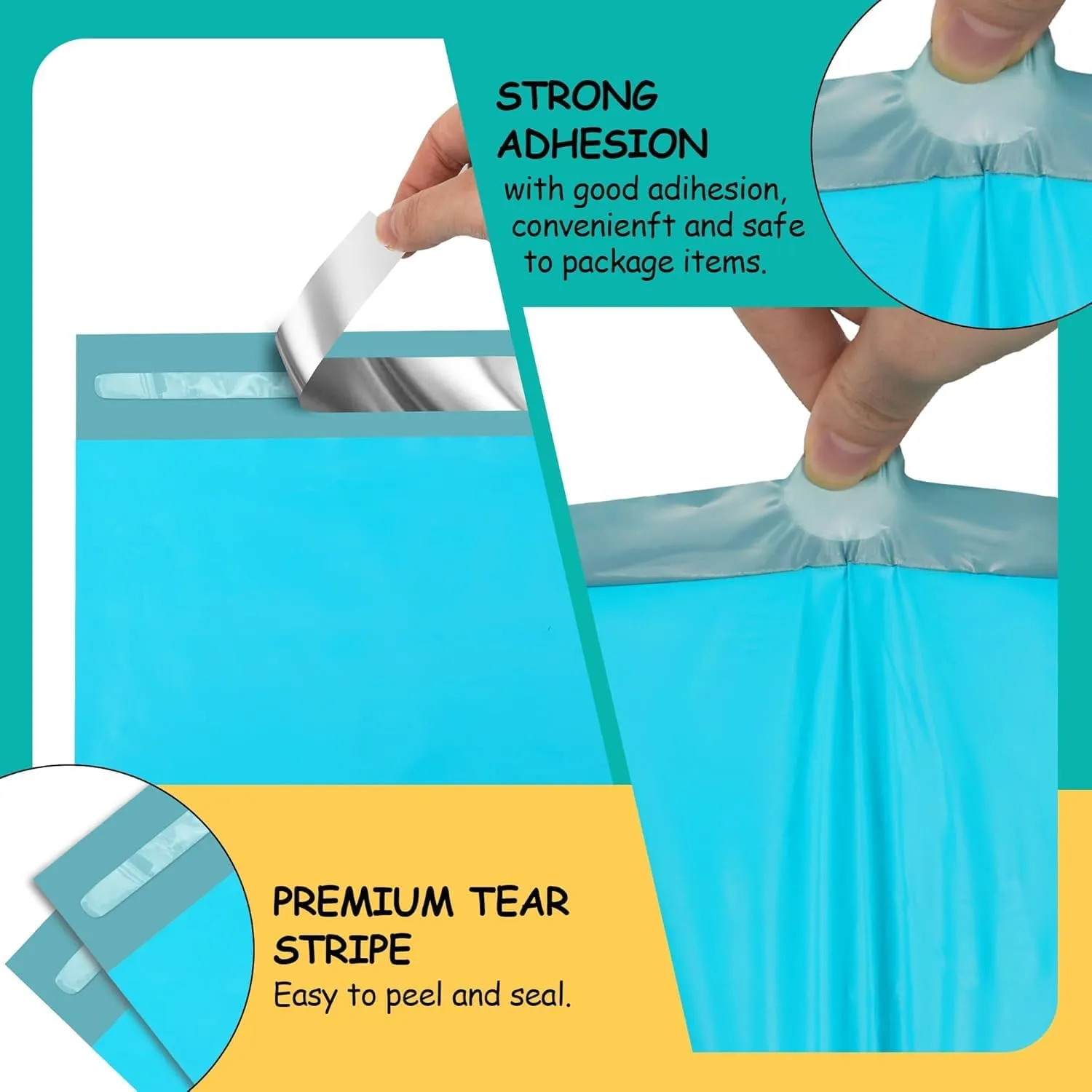 Poly Mailers 10x13 inch 200 Pcs, Blue Plastic Mailing Envelopes with 2.4mil Thickness, Waterproof and Tear-resistant Shipping Bags for Clothing, Tamper Proof Self-Seal Mailers Poly Bags