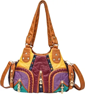 PORRASSO Ladies Handbags Fashion Shoulder Bag Hobo Bag Soft PU Leather Crossbody Bags Women Top-handle Bag