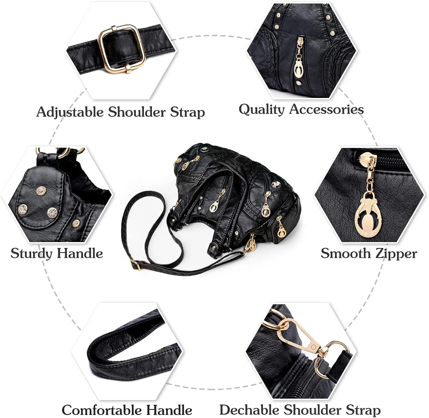 PORRASSO Ladies Handbags Fashion Shoulder Bag Hobo Bag Soft PU Leather Crossbody Bags Women Top-handle Bag