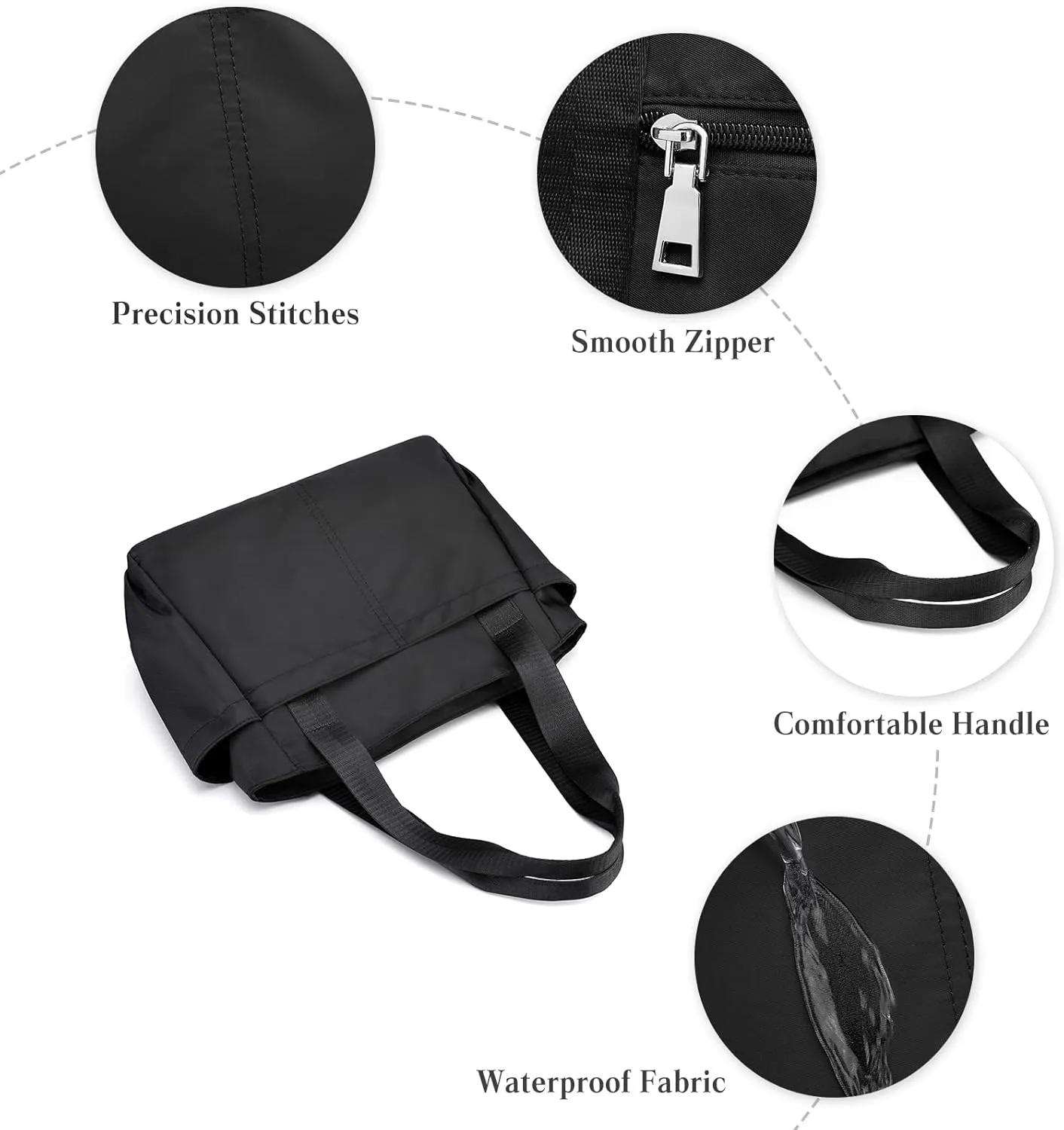 PORRASSO Tote Bag Nylon Waterproof Handbag Women Shoulder Bag for Shopping Travel Work Daily Use Pink